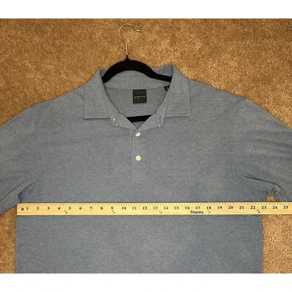 Dunning Golf Performance Polo Men’s Size L – Blue Heather – Coolmax Stretch